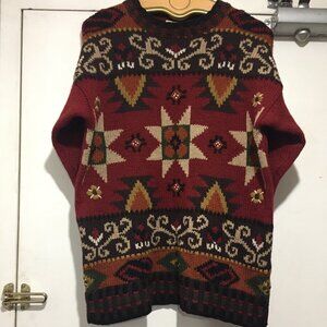 STONE VALLEY AT RIVER ISLAND GEOMETRIC KNIT WOOL PATTERN SWEATERS SIZE S/M